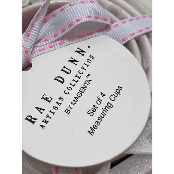 Rae Dunn Artisan Collection By Magenta Set Of 4 Measuring Cups Pink & White New! - Picture 6 of 6